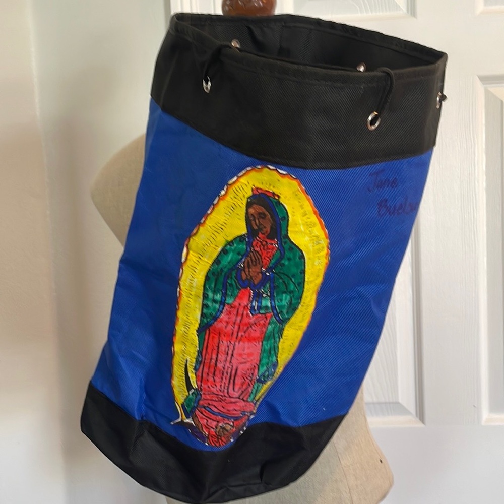 Our lady of Guadalupe bag blue